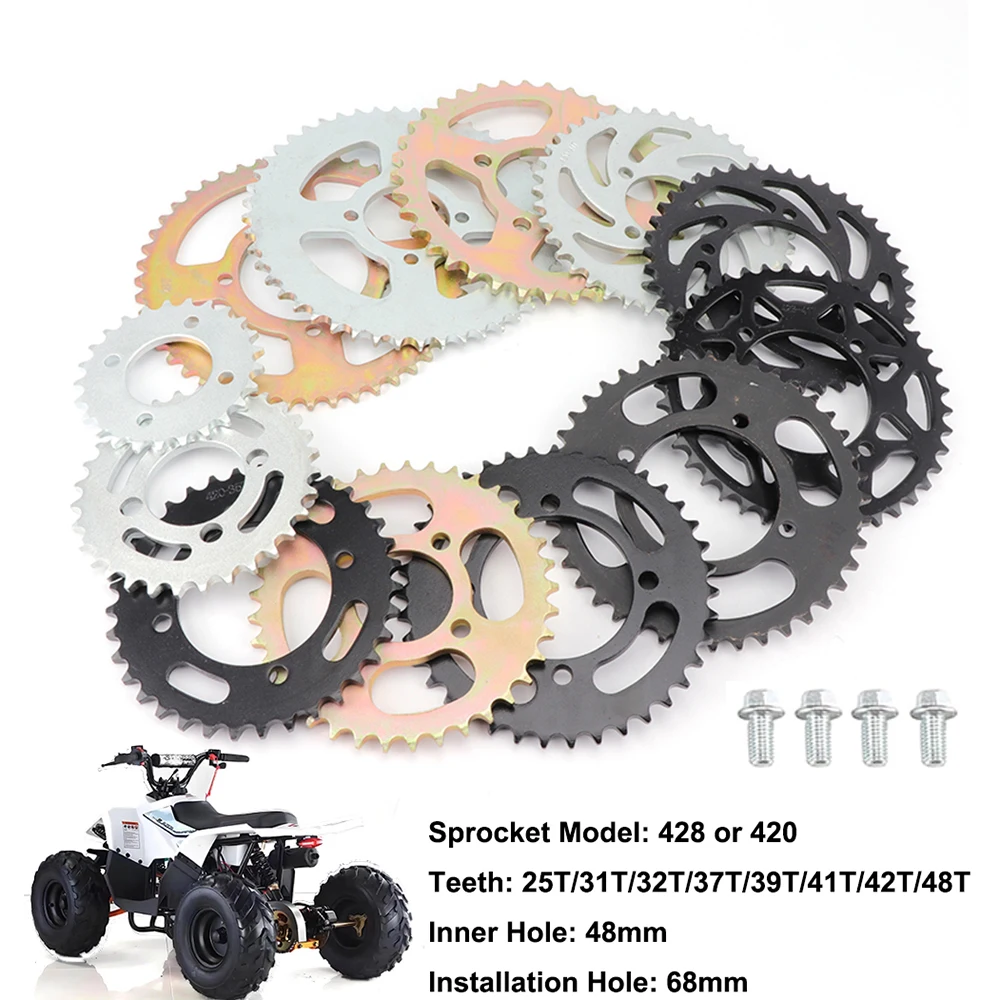 

25/31/37/39/41/42/48T Tooth Rear Sprocket For 420/428 Chain 50 110 125cc 250cc Chinese ATV Electric Quad Go Kart Buggy 4 Wheeler