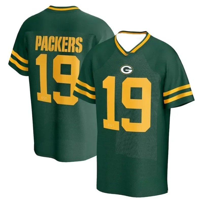 NFL Green Bay Packers Player Jersey Sports Casual Short Sleeved Men's Training Fitness T-shirt Comfortable and Breathable