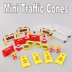 24/40/62PCS Plastic Parking Crossbar Early Teaching Mini Traffic Cones Street Scene Model Road Block Fences Road Signs