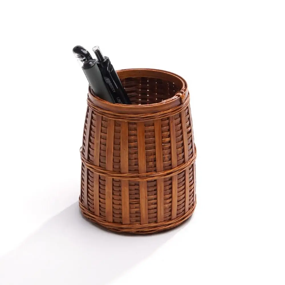 Handmade Hand-woven Bamboo Storage Basket Natural Six Gentlemen Tea Ceremony Display Baskets Square Bottom Wear-resistant