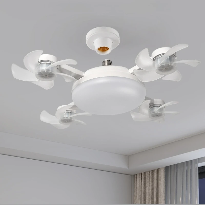 LED Creative E27 Drone Fan Light Living Room Bedroom Remote Dimming Silent Integrated Ceiling Mounted Electric Fan Pendant Lamp