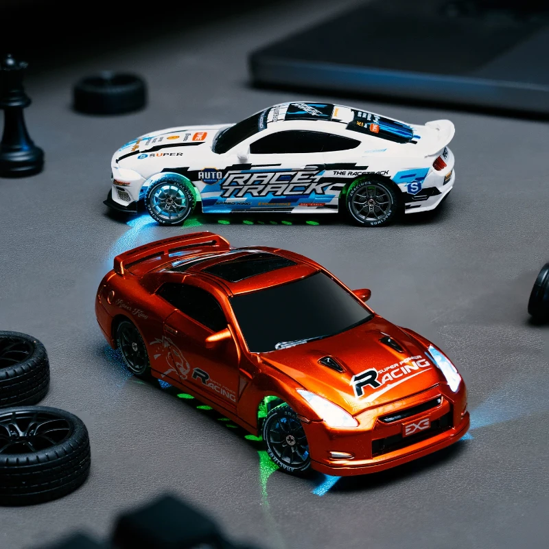 1:43 GTR-Style RC Drift Car, 4WD Mini Racing Car with Built-in Gyroscope, 2.4GHz Full Proportional Remote Control, LED Lights