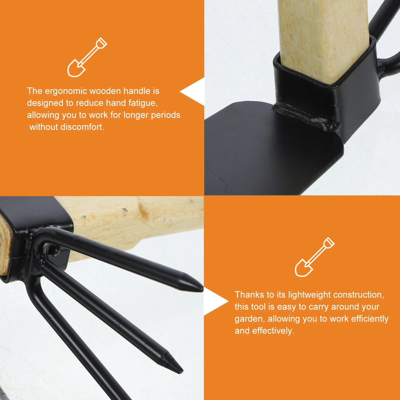 

Compact Gardening Hoe Multi Functional Hand Rake for Planting and Weeding Ergonomic Wood Handle Soil Cultivator Tool Sturdy