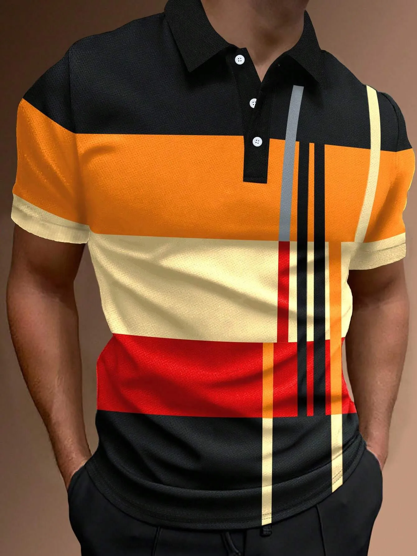 Summer Men 3D Striped Polo Shirt Oversize Short Sleeved T-Shirt Breathable Men's Clothing Casual Sports Street Polo For Men