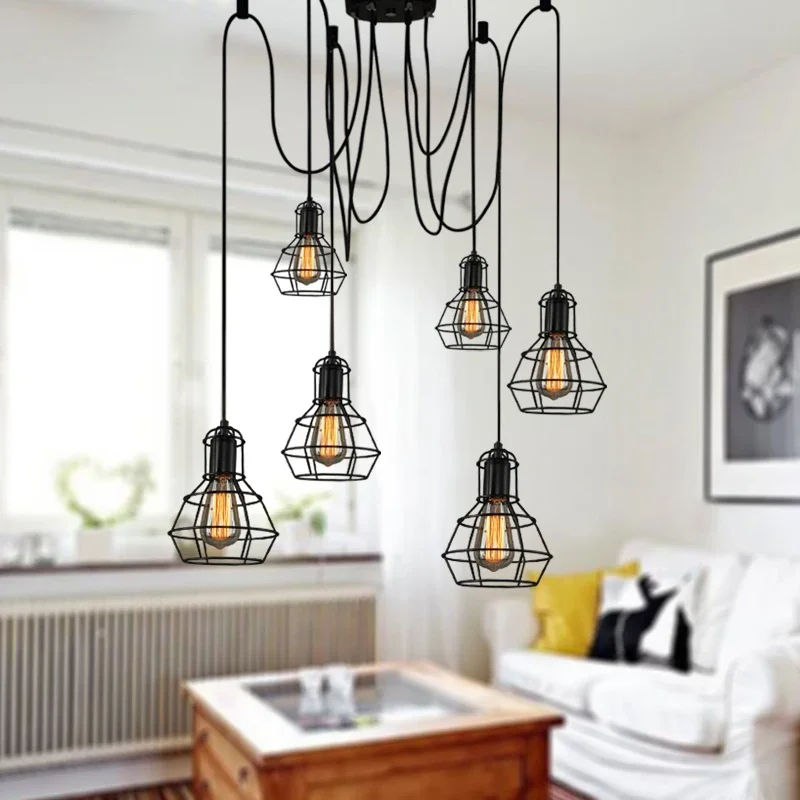Vintage Ceiling Lights 6 8 10  Head  Industrial Lamparas De Techo Restaurant Loft Modern Ceiling Lamp Bar Cafe Dining Room Light