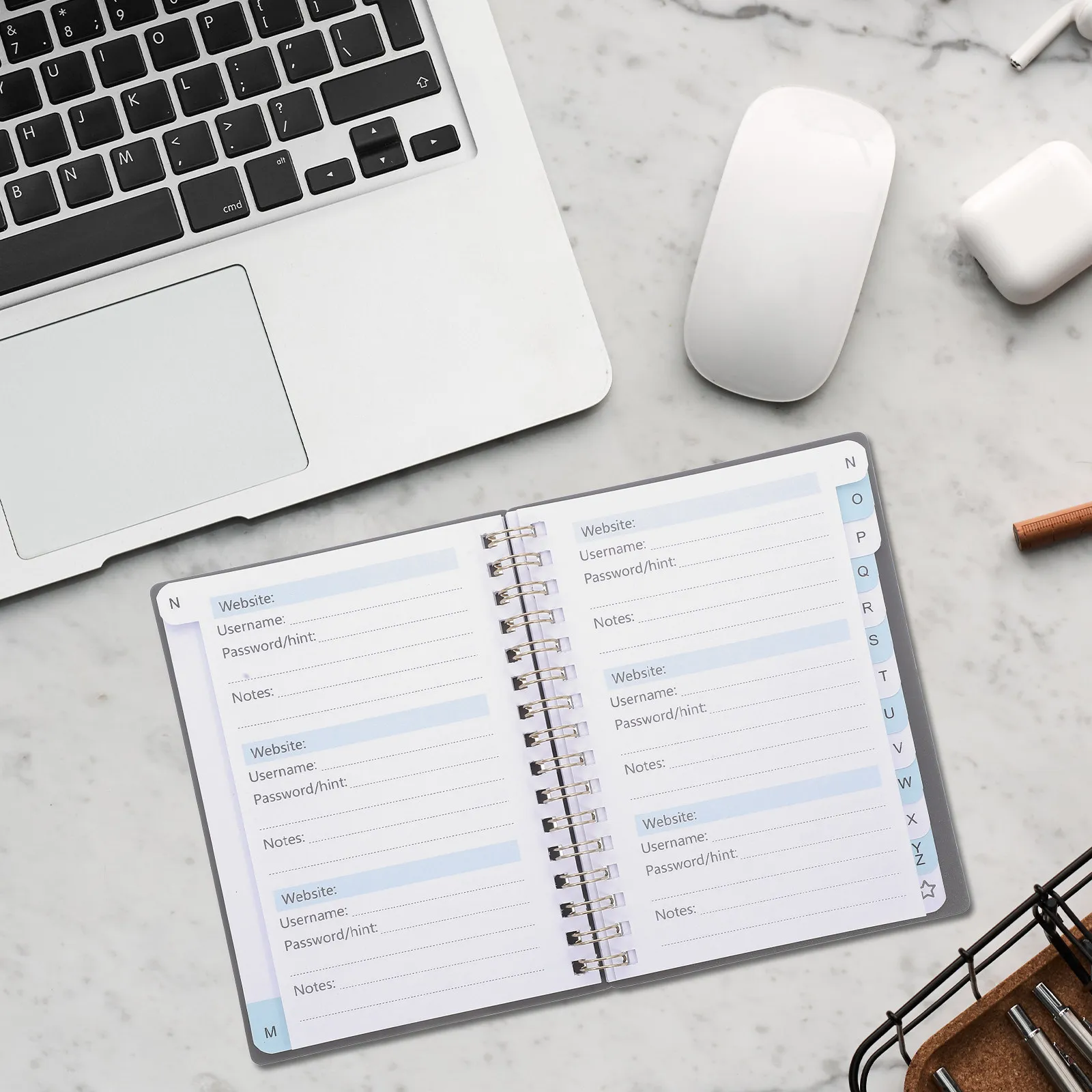 A6 Size Password Notebook Alphabetical Tabs Multi Function Password Manager for Website Logins Address Storage Portable Notepad