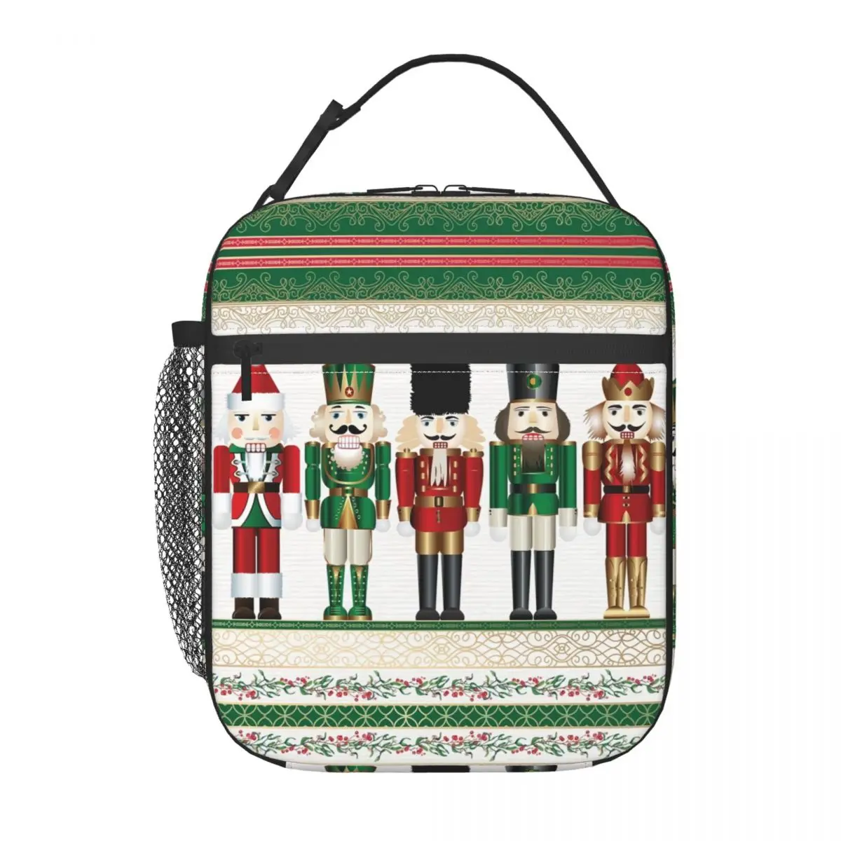 Merry Christmas Nutcrackers Insulated Lunch Bags Nutcracker Soldier Doll Gift Portable Thermal Cooler Food Lunch Box Camp Travel