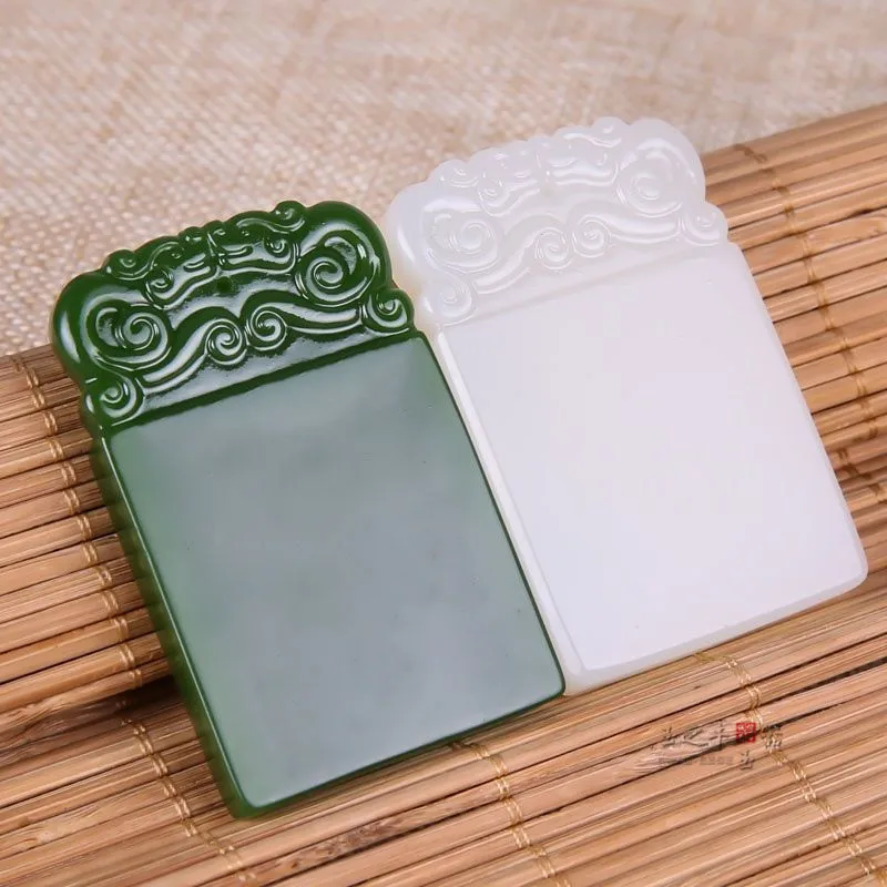 

Wholesale Green Hetian Jasper White Jade men and women safe brand pendant