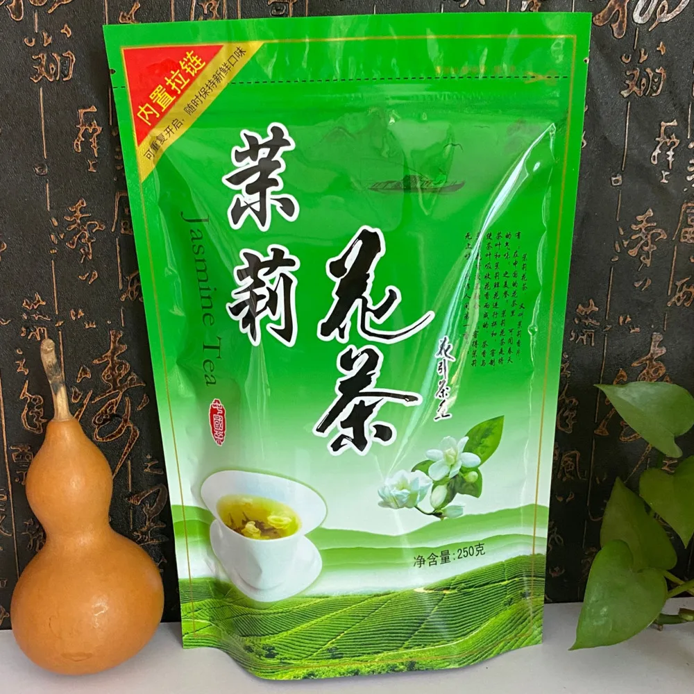 250g Baihao Jasmine Pearls Tea Zipper Bags A+ Pekoe Jasmine Flower Tea Self sealing bag Flowers Recyclable Sealing Packing Bag