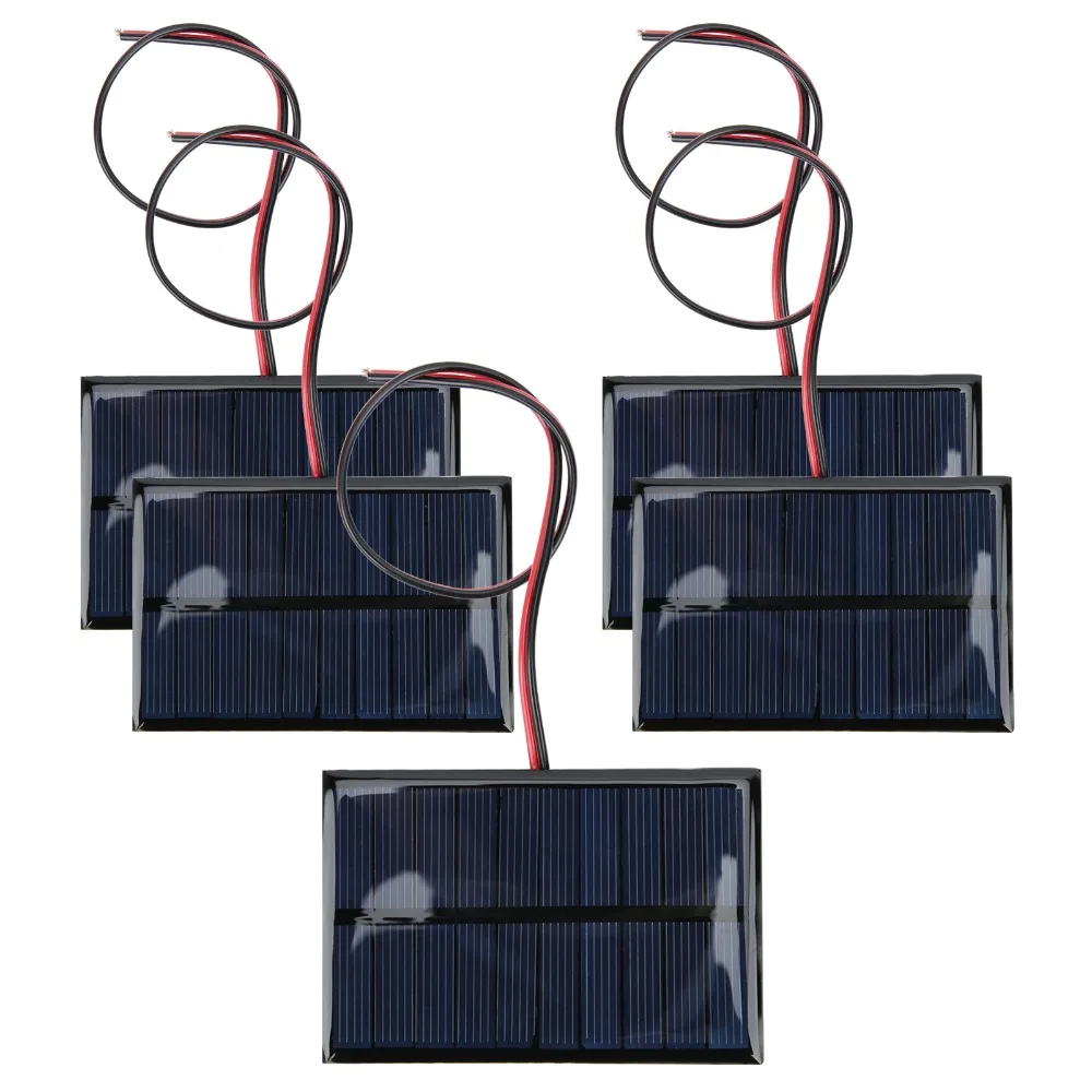 5Pcs Module Kit DC5V Solar Panel with 30cm/11.8in Wire 60x90mm Solar Panel Module 150mA Polysilicon Solar Panel Outdoor Charging