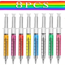 8Pcs Syringe Pens Retractable Fun Nurse Pens Novelty Multi Colors Medical Ballpoint Pens Gifts for Nurses Nursing Student