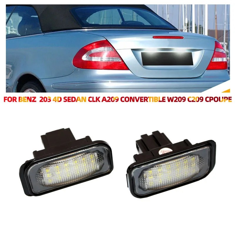 2pcs For Mercedes Benz C-class LED License Number Plate Light W203 4Door 2001-2007 R230 W209 C209 A209 SL CLK Class Canbus