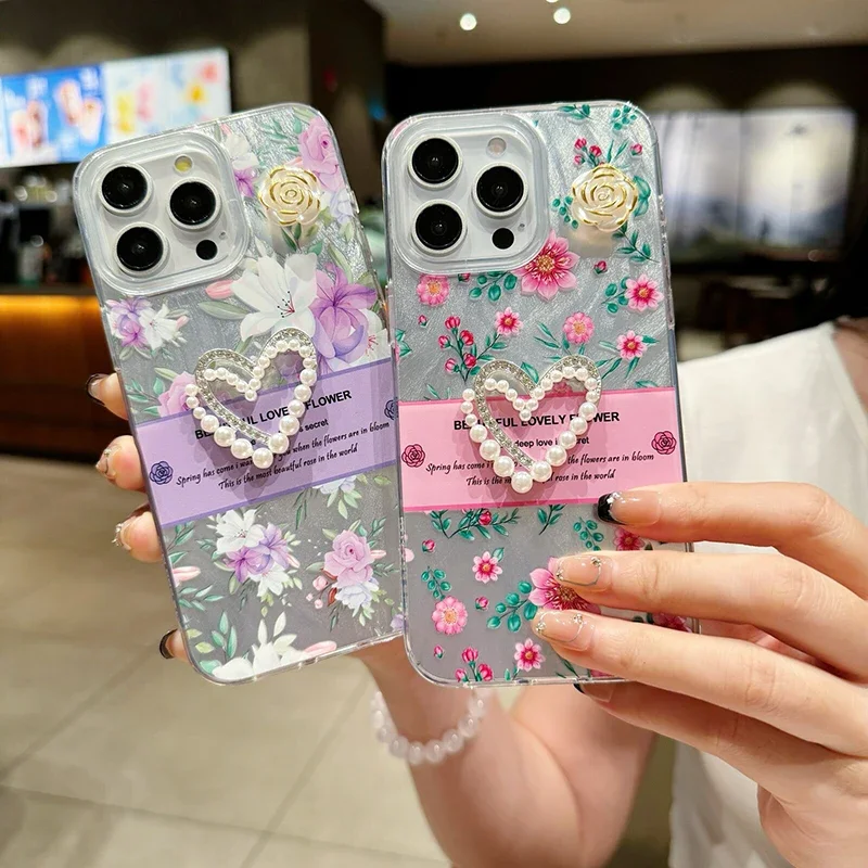 3D Cute Flower Love Heart Feather Yarn Silicone Phone Case For iPhone 15 14 13 12 11 Pro Max X XR XS 7 8 Plus Clear Bumper Cover