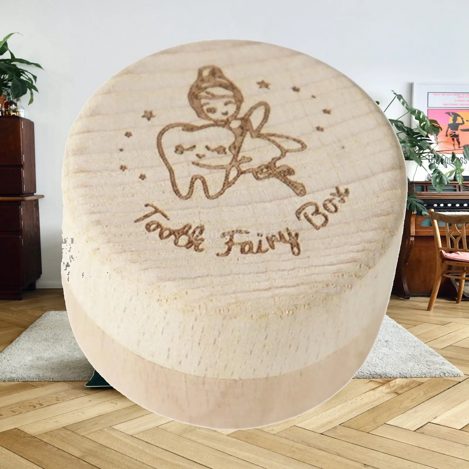 Tooth Keepsake Storage Organizer Wooden Baby Box Child Milk Teeth Holder for Memory and Gift