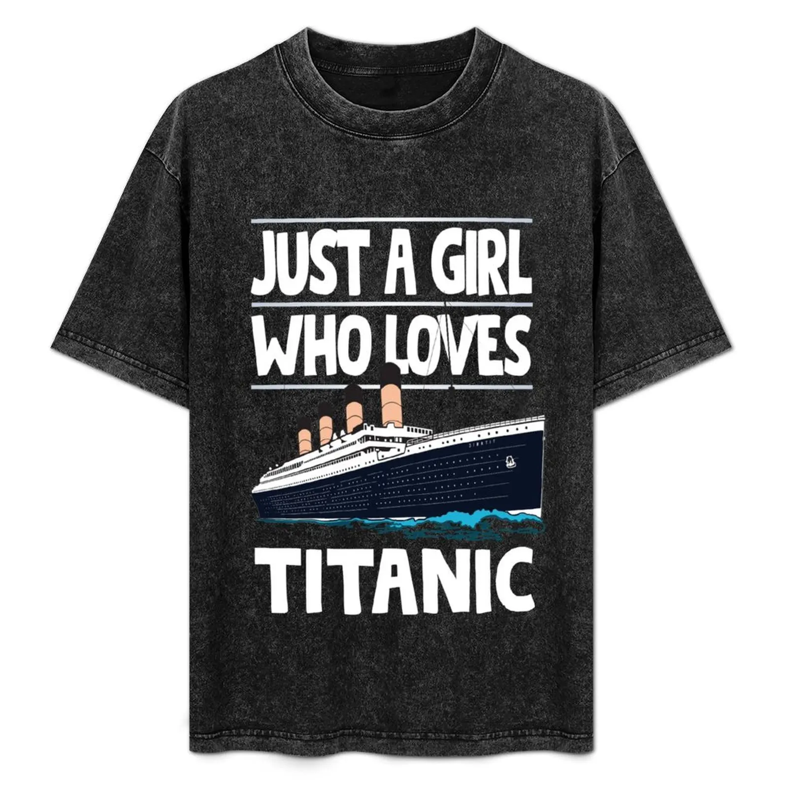 タイタニック号を愛するただの女の子-タイタニック号愛好家の女の子と子供向けギフトtシャツ-ワークウェア半袖tシャツ