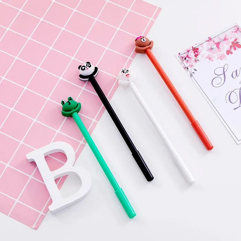 40PCS Cute Blinking Frog Bear Gel Pens 0.5mm Black Student Stationery Kawaii School Supplies