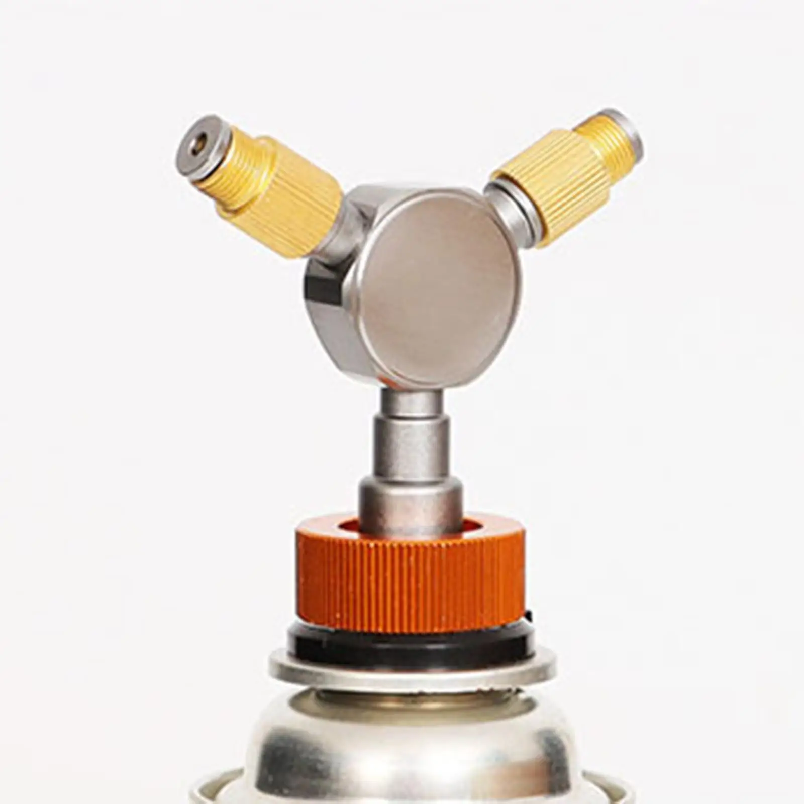 

2 Outlet Camping Gas Canister Adapter Switch Tool Simple Assembly Aluminum Alloy