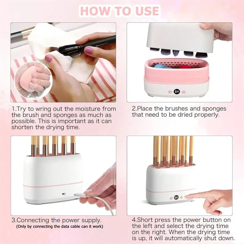 2pcs Electric Makeup Brush Cleaner and Dryer Set Automatic USB Rechargeable Brush Cleaner Makeup Brush Washing Drying Machine