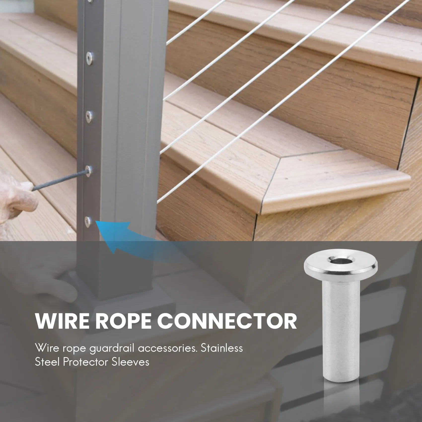 

Защитные рукава из нержавеющей стали для кабельных перил диаметром 1/8 дюйма, деревянных столбов, балюстрады своими руками T316 морского класса, 24 шт. G