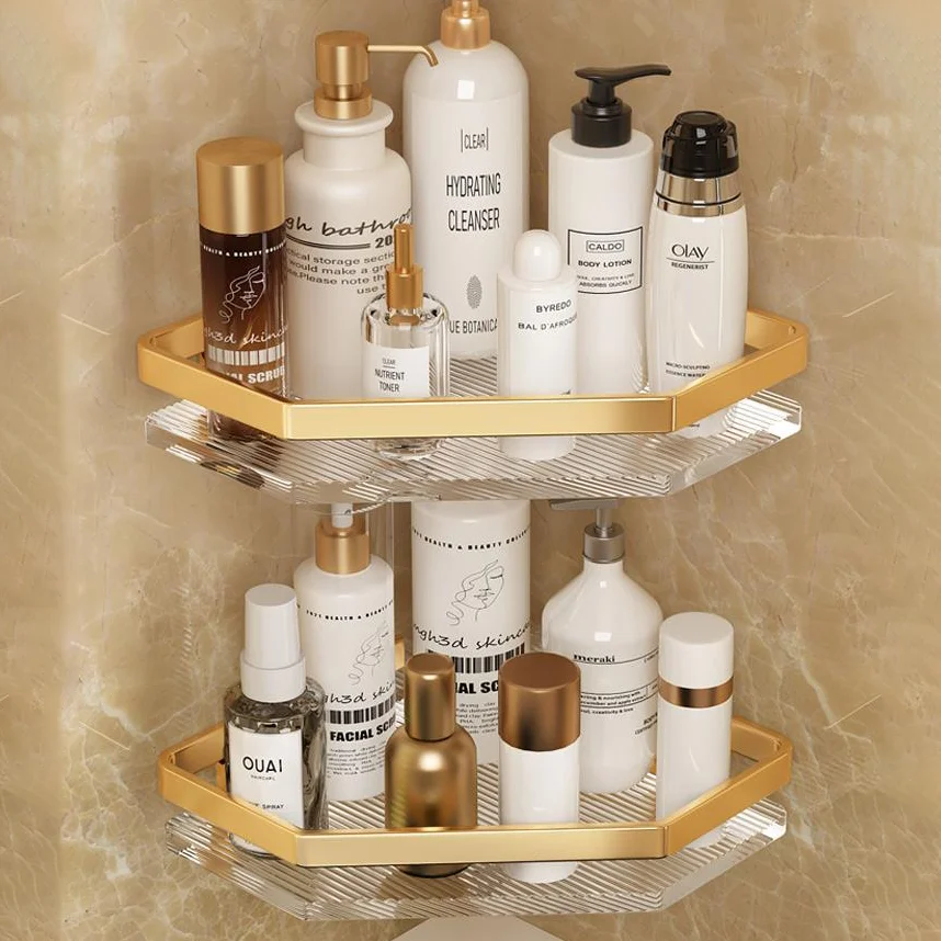 Bathroom Shelf Kitchen Storage Organizer  acrylic Shampoo Rack  Shower Shelf Bathroom Accessories No Drill Storage Shelf