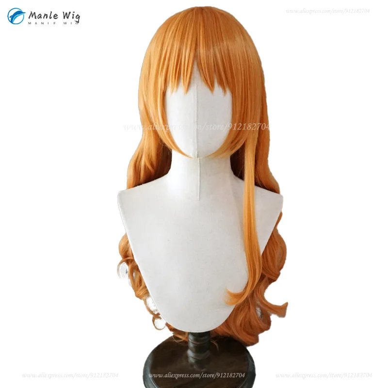 Anime Een Stuk Nami Cosplay Pruik 75Cm Oranje Golvende Cosplay Pruik Hittebestendig Synthetisch Haar Vrouwen Partij Cosplay Pruiken + Pruik Cap