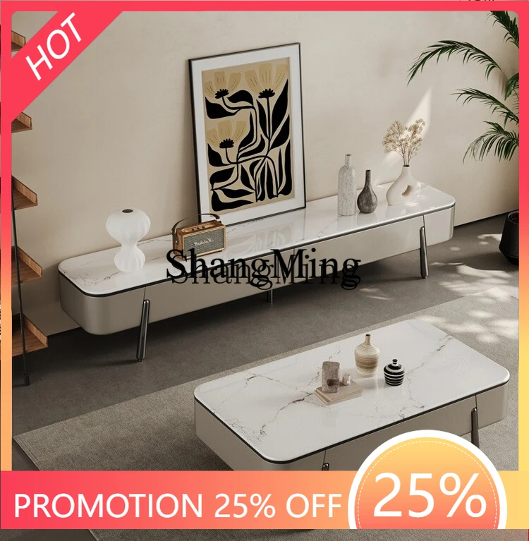 

FG microcrystalline stone square coffee table TV cabinet living room drawer storage modern simple coffee table