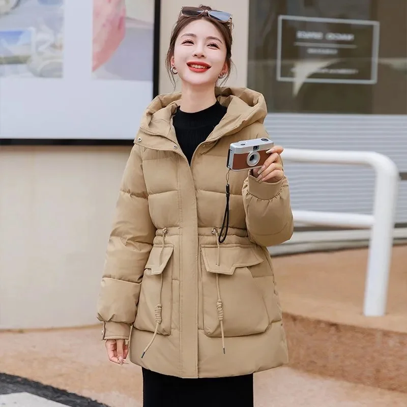 Daunen jacke mit Baumwoll polsterung für Damen Long Winter Neue schlanke Oberbekleidung mit Kapuze koreanischer Daunen mantel Damen Parkas Fashion Tide Tops