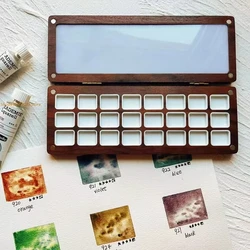 Empty Portable Watercolor Palette 24 Colors 1ML Wooden Watercolor Box Paint Tray Artist Travel Aquarelas Painting Art Supplies