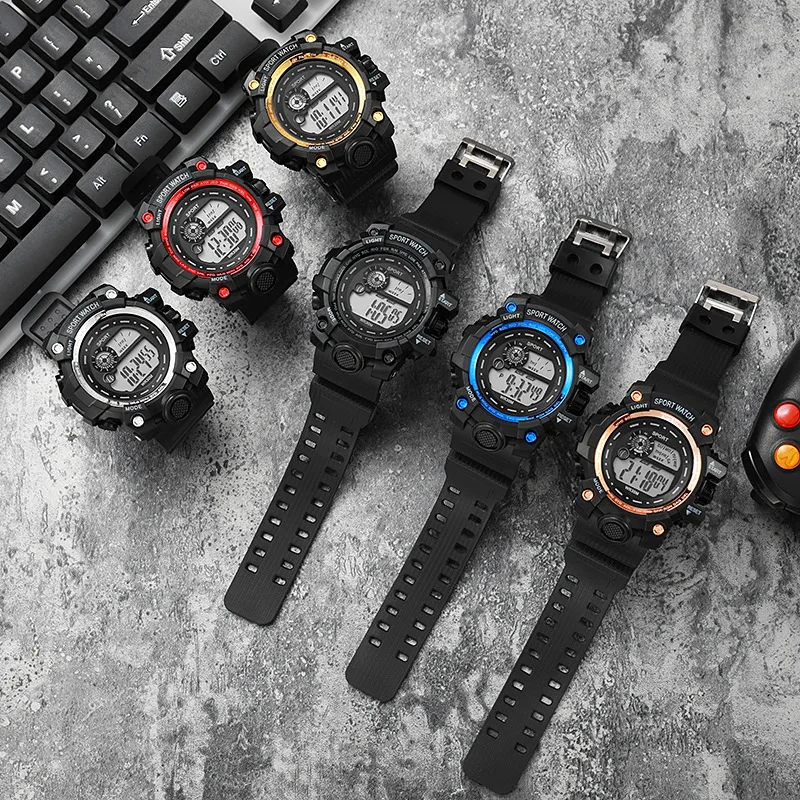 YIKAZE Men Sports Watch Waterproof LED Digital Watch Big Dial Fitness Sport Watches Multifunction Electronic Wristwatch for man