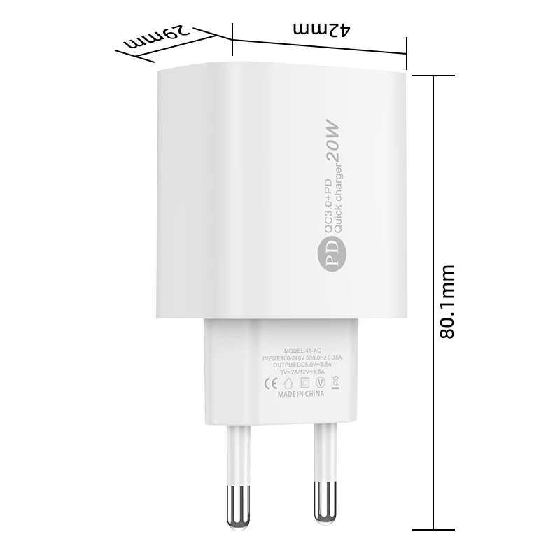 PD 20W USB C Charger Fast Charging Quick Charge 3.0 Wall Charger Adapter For iPhone 15 14 13 Samsung Xiaomi USB Phone Charger