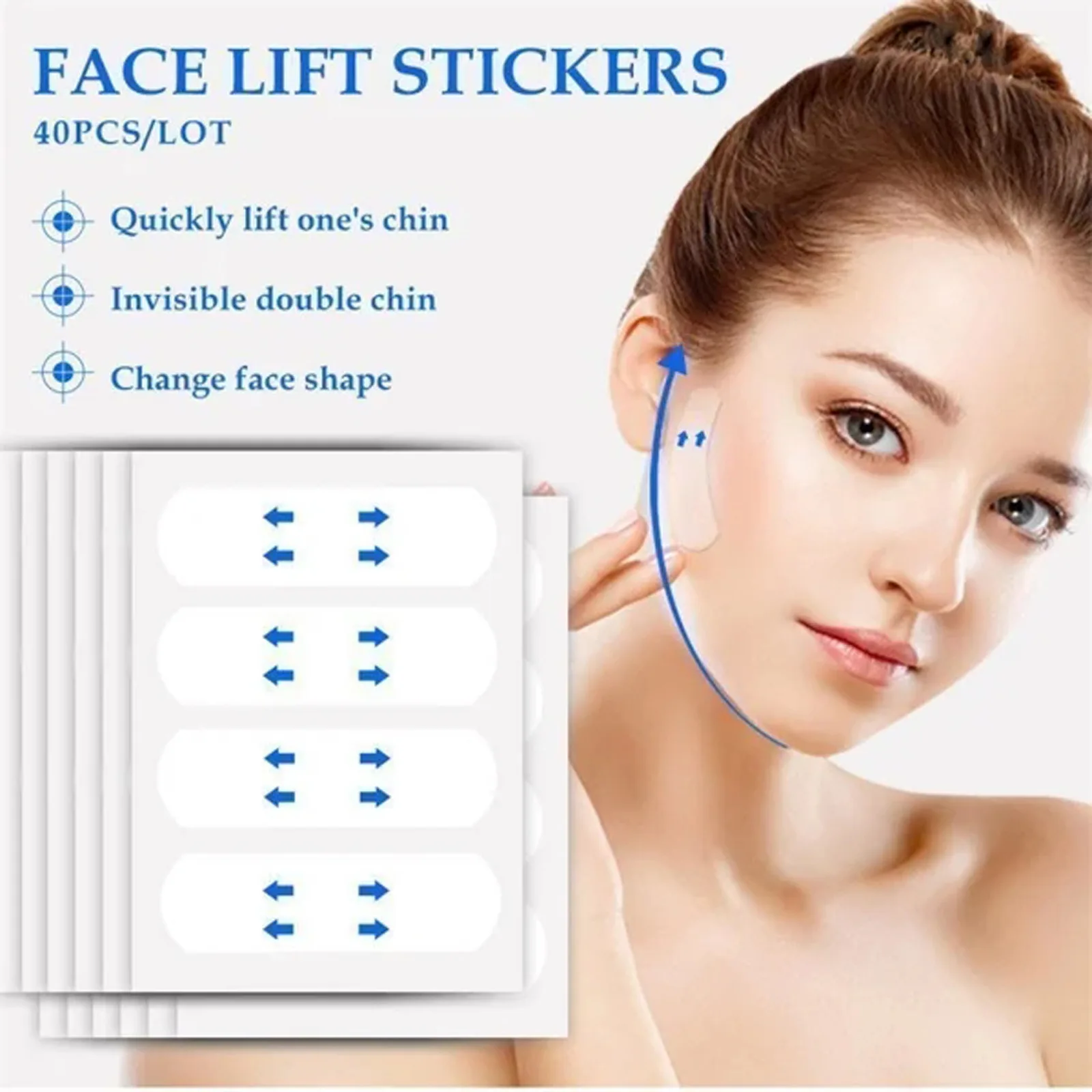 V-shaped Face 40 Stickers dhesive Tape Invisible Transparent Sticker Lift Firming The Chin Face Cosmetic Tape Beauty Patches