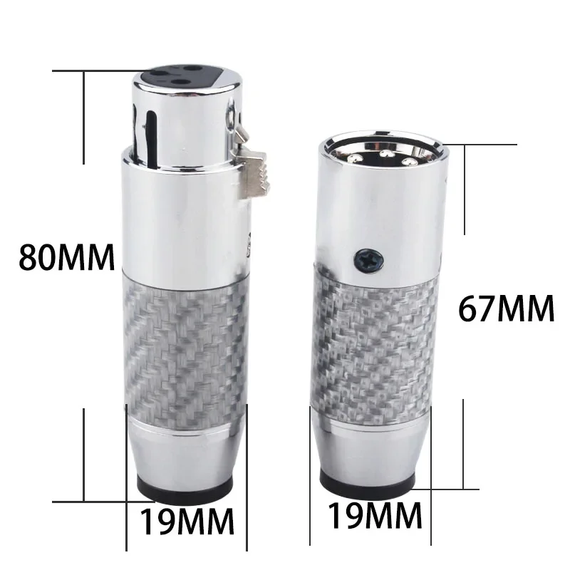 Hifi-Audio-Adapter 3-poliger XLR-Stecker Buchse Rhodinierte Kohle faser symmetrischer Kabelst ecker