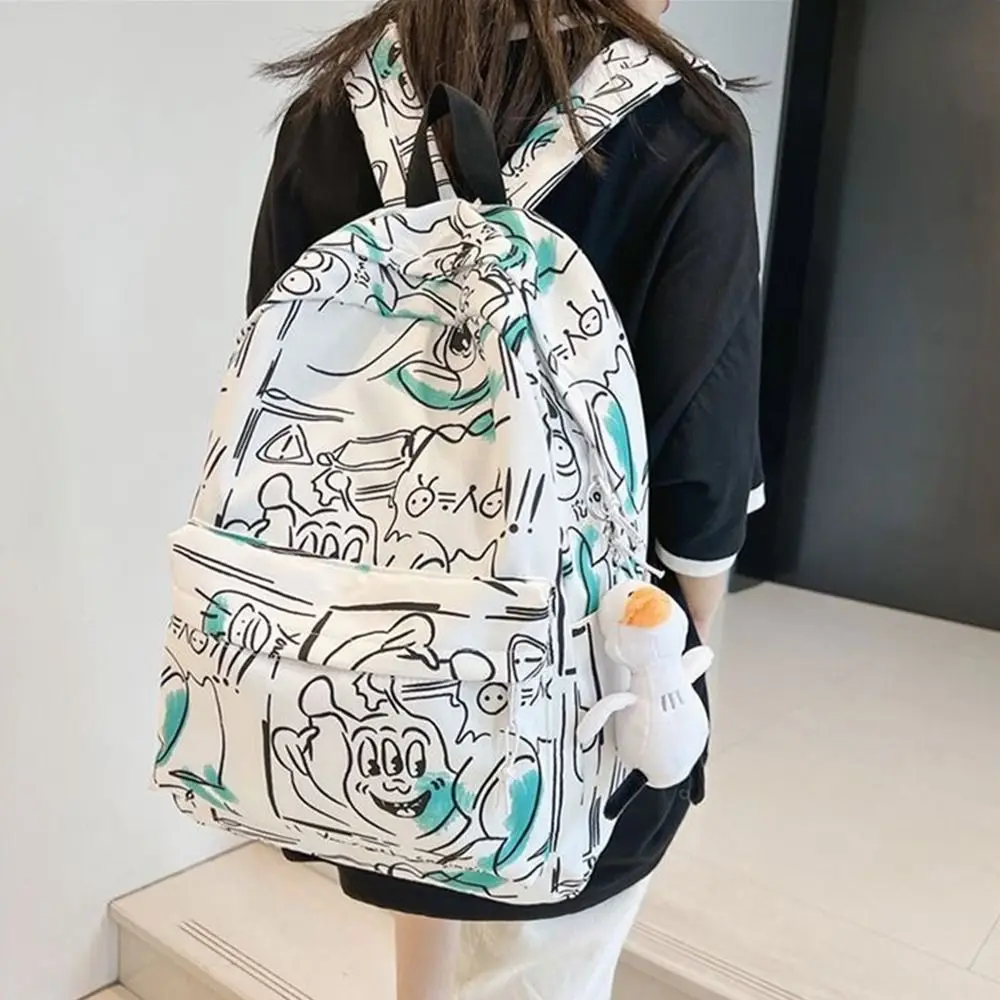 New Fashion Large Capacity Backpack Graffiti Trend Korean Style Schoolbag Ultra-light Bookbags