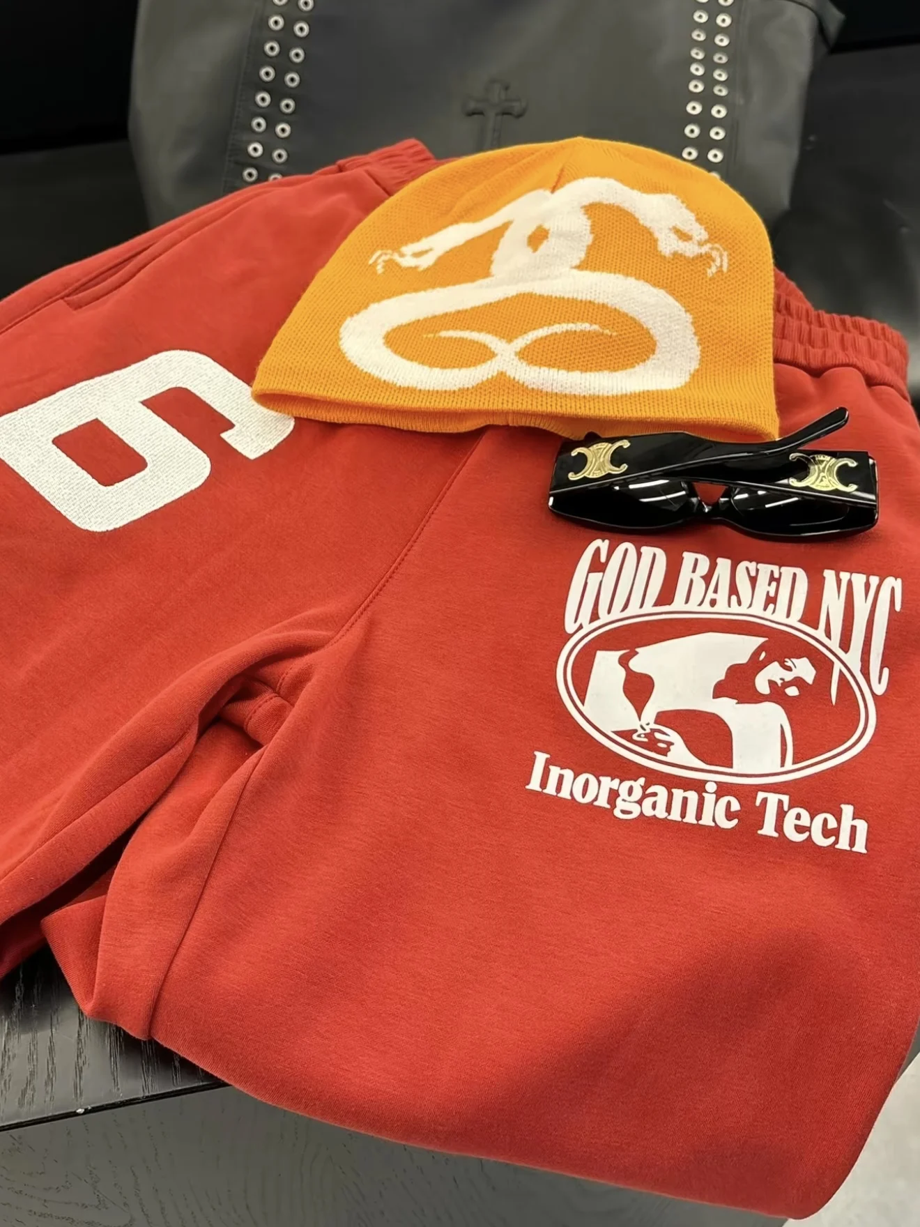 

American Retro Red Orange Digital Embroidery Printed Knife Sweatpants Men Women Commute Wide Leg Lazy Casual Trousers