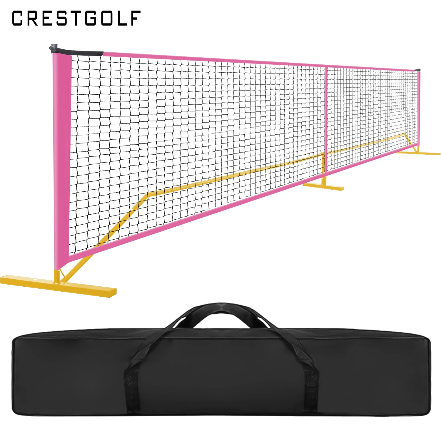 22FT Pickleball Net with Frame Lightweight Sturdy Interlocking Metal Posts with Carrying Bag for Indoor Outdoor Game