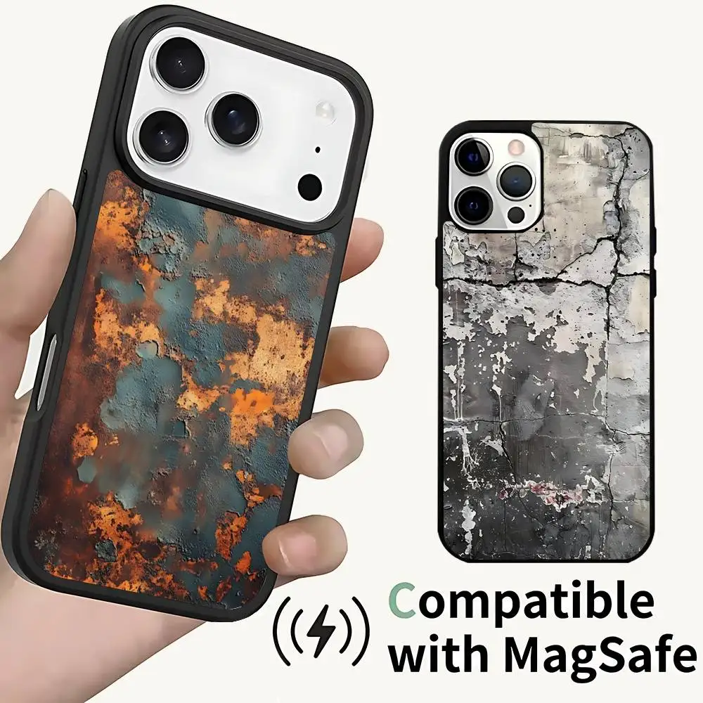 

Industrial Style Rusty Phone Case For iPhone 17,16,15,14,13,12,11,Pro,Max,Plus,Mini,SE4,E Magnetic Magsafe Wireless Charging