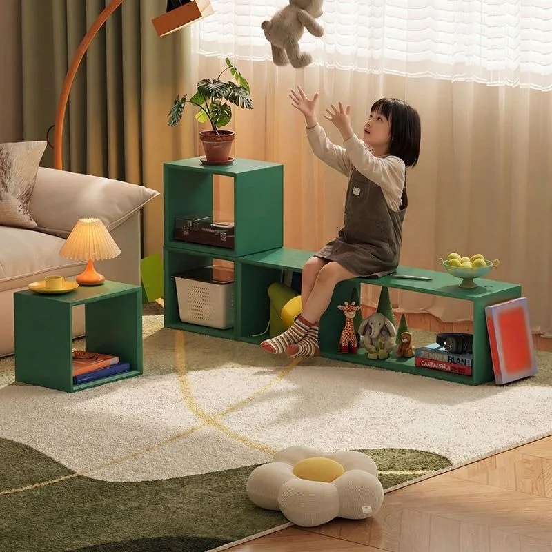 Solid wood lattice cabinet, bookcase free combination storage storage cabinet, bookshelf household bay window living room