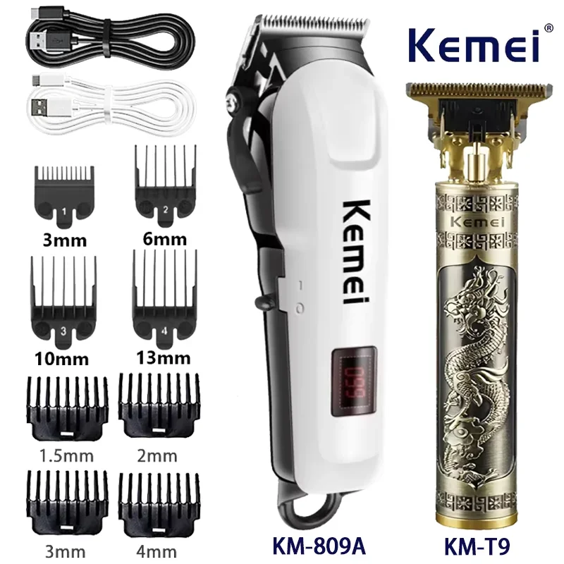 Kemei Hair Clipper KM-809A Hair Cut Maching Wireless Trimmer Men Professional Clipper Machine Rechargeable Hair Cut Barber