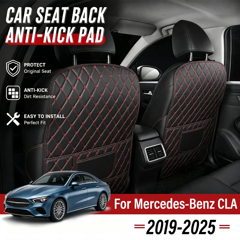 Easy Clean PU Anti Kick Mat Pads For Mercedes-Benz CLA/C118/X118 2019-2025, Two Color Choice, Quick Install Full Coverage