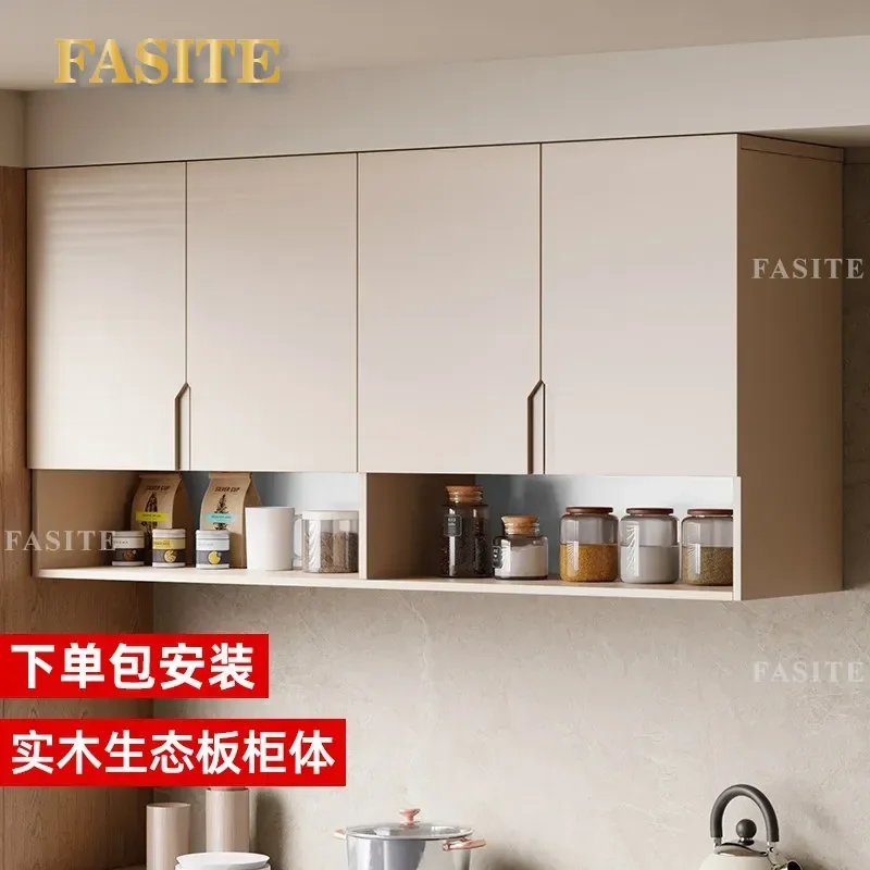 For Solid Wood Kitchen Hanging Cabinet Wall Mounted Storage Closet Upper Wall Locker Easy Package Installation Home