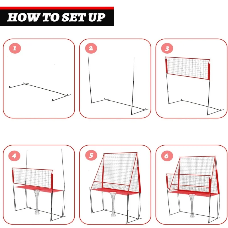 Volleyball net practice indoor and outdoor three-in-one adjustable portable steel frame service net Sports and Entertainment