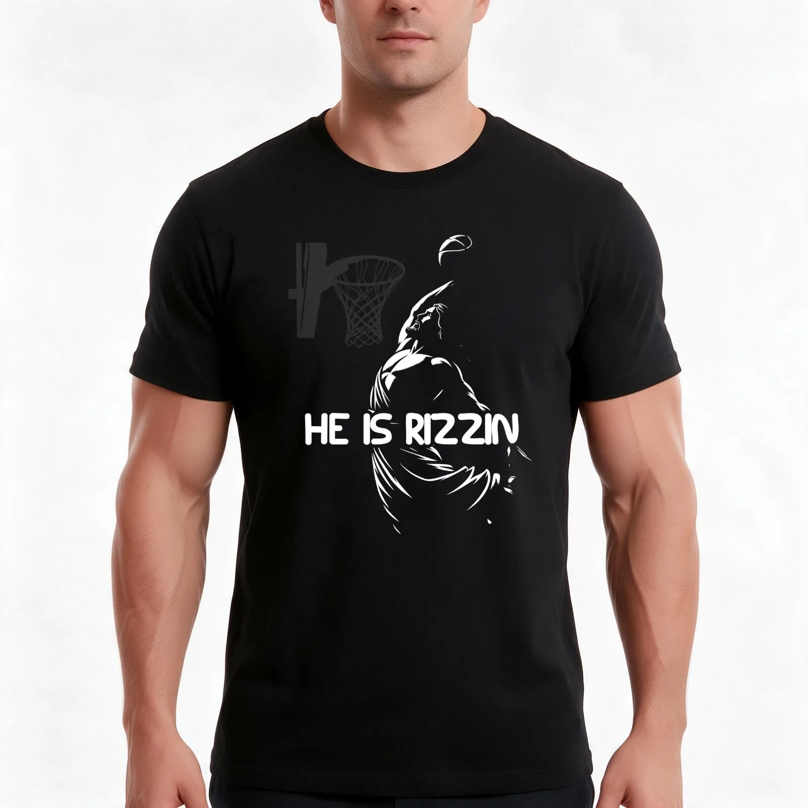 He Is Rizzin Jesus Basketball Meme Christian Funny Easter T-Shirt Summer Casual Cotton Tee Oversized Streetwear Tops