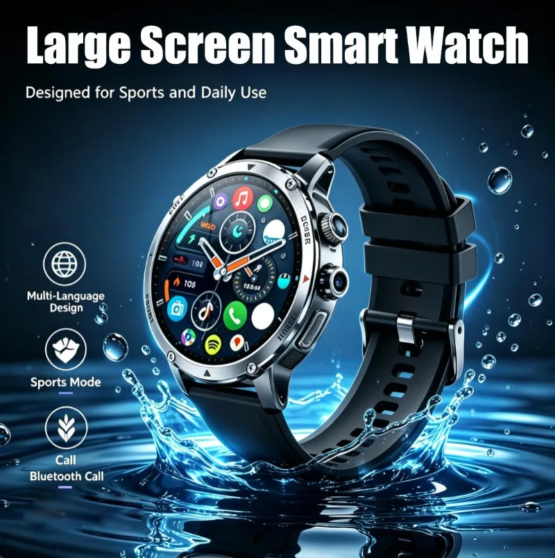 H12 Android Smart Watch, 4G & 5G Cellular Network, Built-in GPS Positioning, Eye-Care Anti-Blue Light HD Display