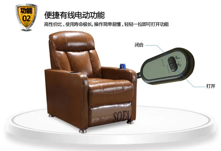 MANBAS Luxury Italian Leather Electric Power Recliner Chair for Living Room Theater Top Genuine Leather Armchair Cinema Couch