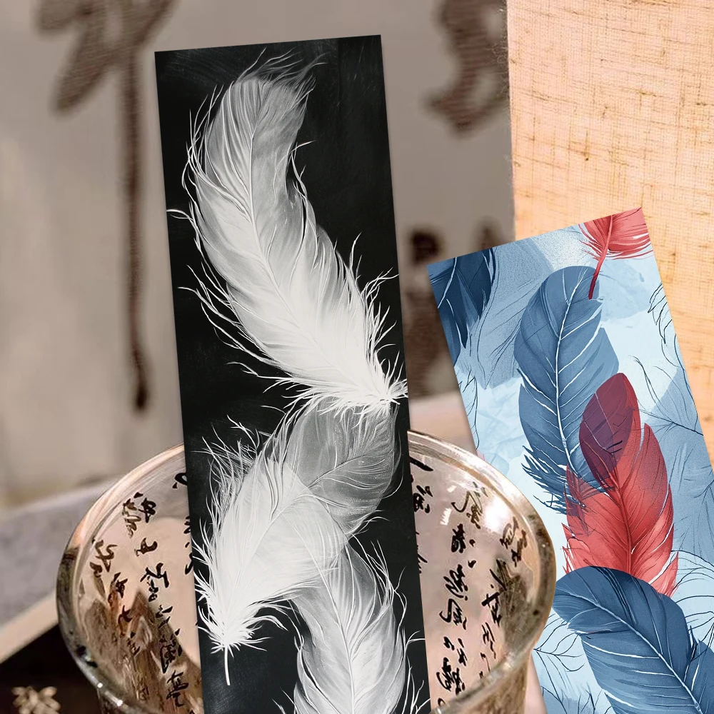 30pcs Niche Minimalist Feather Bookmarks Creative Book Markers Bookmarks Reading Page Markers Paper Cards Student Supplies