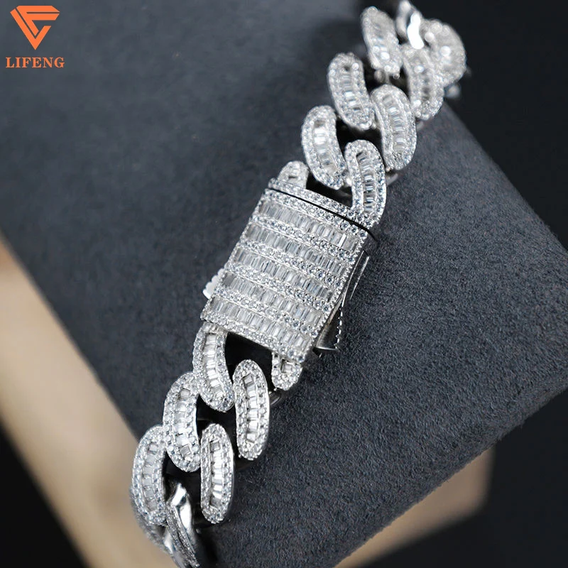 

Fine Jewelry Customized high quality 925 silver vvs moissanite Cuban bracelet hot selling women jewelry bracelets