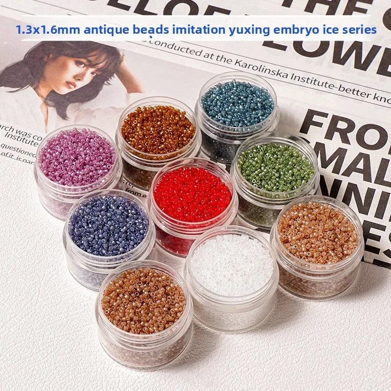1.6mm imitation Yuxing embryo antique beads, imitation jade glass rice beads, DIY beads\ loose beads