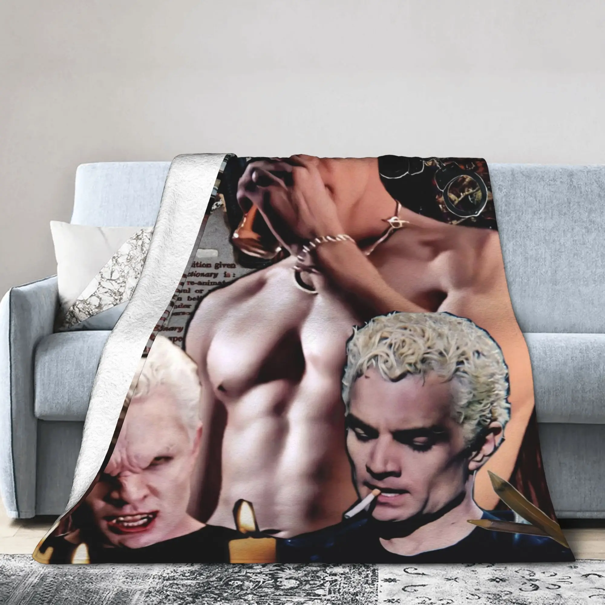 Buffy the Vampire Slayer spike Flannel Blankets  Custom Throw Blanket for  Sofa Bedding Lounge 150*125cm Quilt,