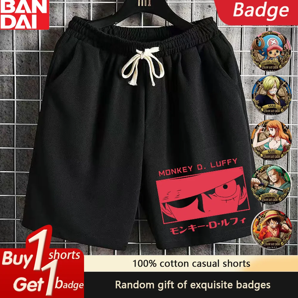 Цельные летние мужские шорты с принтом Луффи Ророноа Зоро, спортивные шорты с пятью точками, повседневные быстросохнущие брюки большого размера для баскетбола и спортзала
