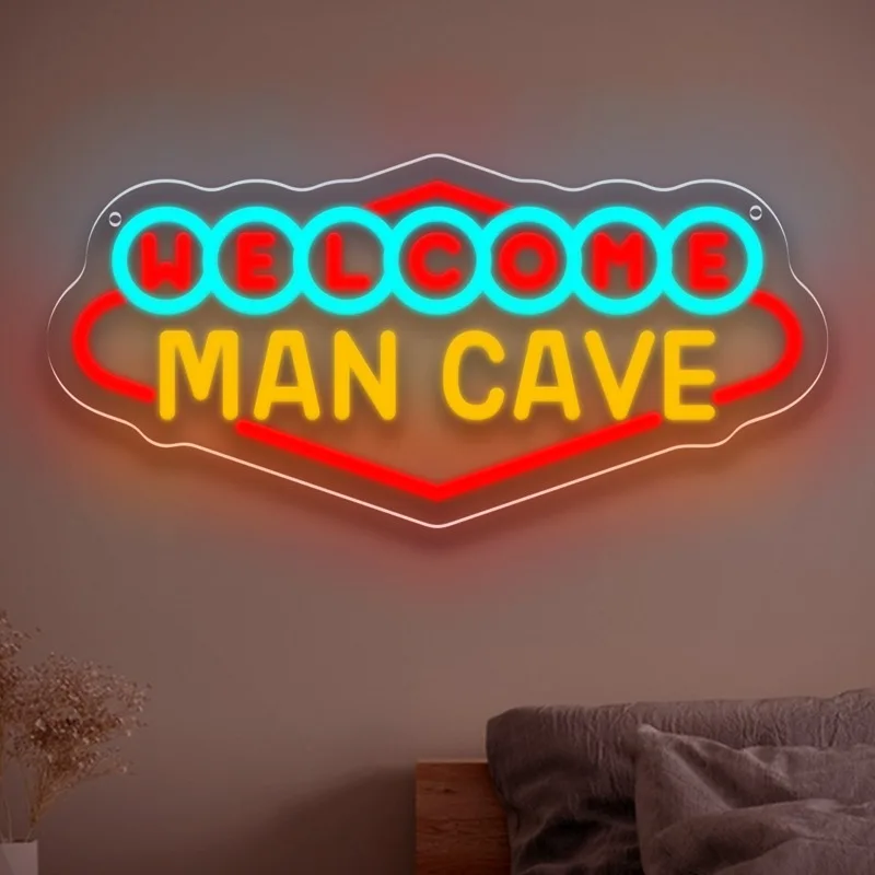 

Неоновая вывеска MAN CAVE, светодиодная вывеска с питанием от USB и регулируемой яркостью, подходит для комнат, спален, украшения окон.
